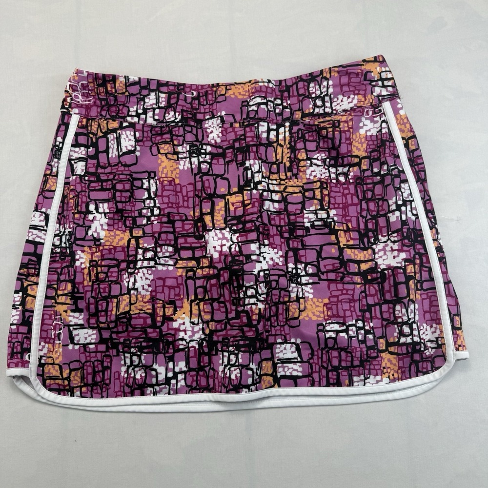 Coral Bay Golf Womens PL Pink Abstract Print Pull On Stretch Skort